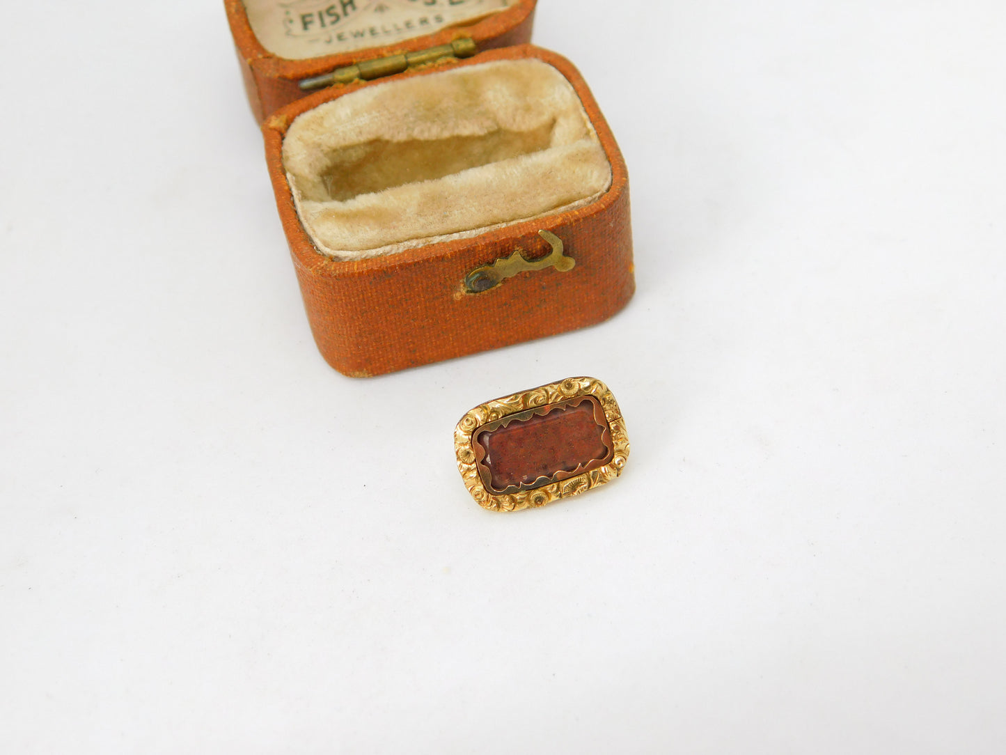 Georgian Small 15ct Yellow Gold Mourning Brooch Antique c1820