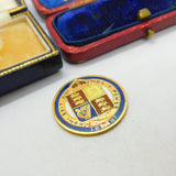 Queen Victoria Gilded Golden Jubilee Enamel Shilling Coin Antique 1887