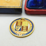Queen Victoria Gilded Golden Jubilee Enamel Shilling Coin Antique 1887