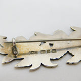 Victorian Sterling Silver Lily Flower Enamel Brooch Antique 1889 Birmingham