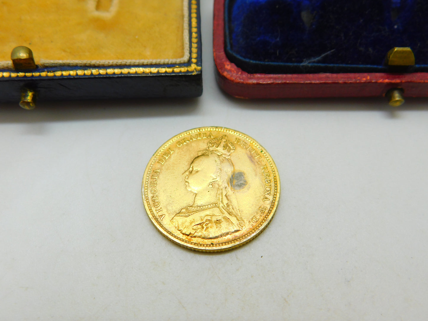 Queen Victoria Gilded Golden Jubilee Enamel Shilling Coin Antique 1887