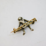 19th Century 9ct Gold & Silver Paste Set Monkey Brooch Antique c1880