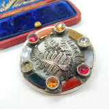 Victorian Scottish Sterling Silver Agate, Granite, Bloodstone, Paste Fern Brooch 1864 Kitemark