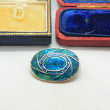 Art Nouveau Edwardian Sterling Silver Blue Enamel Brooch Antique 1909 Liberty & Co.