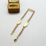 9ct Gold Curb Link Bracelet with Green Jade Panelling Vintage c1980 8.2"