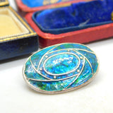 Art Nouveau Edwardian Sterling Silver Blue Enamel Brooch Antique 1909 Liberty & Co.