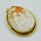 Victorian High-Carat Gold Diamond Eye Snake Mounted Cameo Brooch Antique c1840