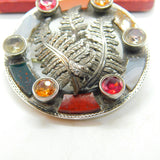 Victorian Scottish Sterling Silver Agate, Granite, Bloodstone, Paste Fern Brooch 1864 Kitemark
