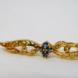 9ct Yellow Gold, Sapphire & Diamond Floral Spray Brooch Vintage c1970