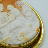 Victorian High-Carat Gold Diamond Eye Snake Mounted Cameo Brooch Antique c1840