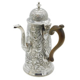 Queen Anne Britannia Standard Silver Floral Coffee Pot Antique 1712 London