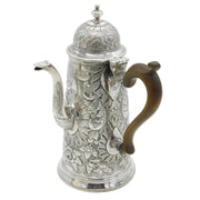 Queen Anne Britannia Standard Silver Floral Coffee Pot Antique 1712 London