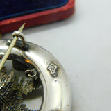 Victorian Scottish Sterling Silver Agate, Granite, Bloodstone, Paste Fern Brooch 1864 Kitemark