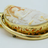 Victorian High-Carat Gold Diamond Eye Snake Mounted Cameo Brooch Antique c1840