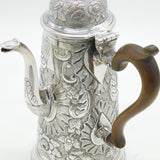 Queen Anne Britannia Standard Silver Floral Coffee Pot Antique 1712 London