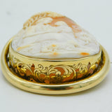 Victorian High-Carat Gold Diamond Eye Snake Mounted Cameo Brooch Antique c1840