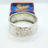 Aesthetic Movement 9ct Gold & Sterling Silver Bangle Bracelet Antique c1860