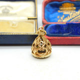 9ct Yellow Gold & Citrine Set Ornate Fob Seal Pendant Vintage 1992 Birmingham