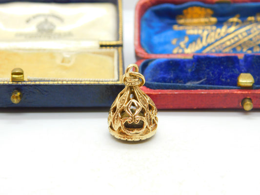 9ct Yellow Gold & Citrine Set Ornate Fob Seal Pendant Vintage 1992 Birmingham