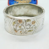Aesthetic Movement 9ct Gold & Sterling Silver Bangle Bracelet Antique c1860