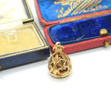 9ct Yellow Gold & Citrine Set Ornate Fob Seal Pendant Vintage 1992 Birmingham