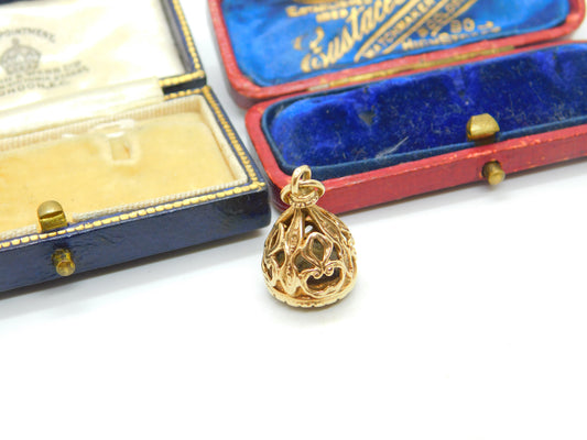 9ct Yellow Gold & Citrine Set Ornate Fob Seal Pendant Vintage 1992 Birmingham