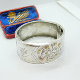 Aesthetic Movement 9ct Gold & Sterling Silver Bangle Bracelet Antique c1860