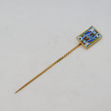 Victorian 18ct Gold & Colourful Enamel 'Jack of Clubs' Stick Pin Antique c1890s