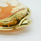 Victorian High-Carat Gold Diamond Eye Snake Mounted Cameo Brooch Antique c1840