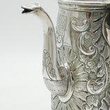 Queen Anne Britannia Standard Silver Floral Coffee Pot Antique 1712 London