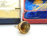 9ct Yellow Gold & Citrine Set Ornate Fob Seal Pendant Vintage 1992 Birmingham