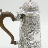 Queen Anne Britannia Standard Silver Floral Coffee Pot Antique 1712 London