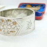 Aesthetic Movement 9ct Gold & Sterling Silver Bangle Bracelet Antique c1860
