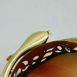 Victorian High-Carat Gold Diamond Eye Snake Mounted Cameo Brooch Antique c1840