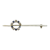 18ct White Gold, Sapphire & Diamond Sweetheart Brooch Antique c1890