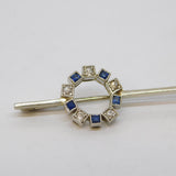 18ct White Gold, Sapphire & Diamond Sweetheart Brooch Antique c1890