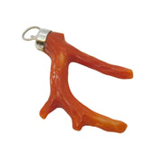 Victorian Sterling Silver Red Coral Specimen Pendant Antique c1880