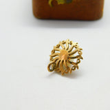 9ct Yellow Gold & Pearl Set Sunburst Style Drop Pendant Vintage Birmingham c1970