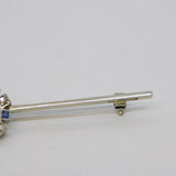 18ct White Gold, Sapphire & Diamond Sweetheart Brooch Antique c1890