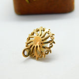 9ct Yellow Gold & Pearl Set Sunburst Style Drop Pendant Vintage Birmingham c1970