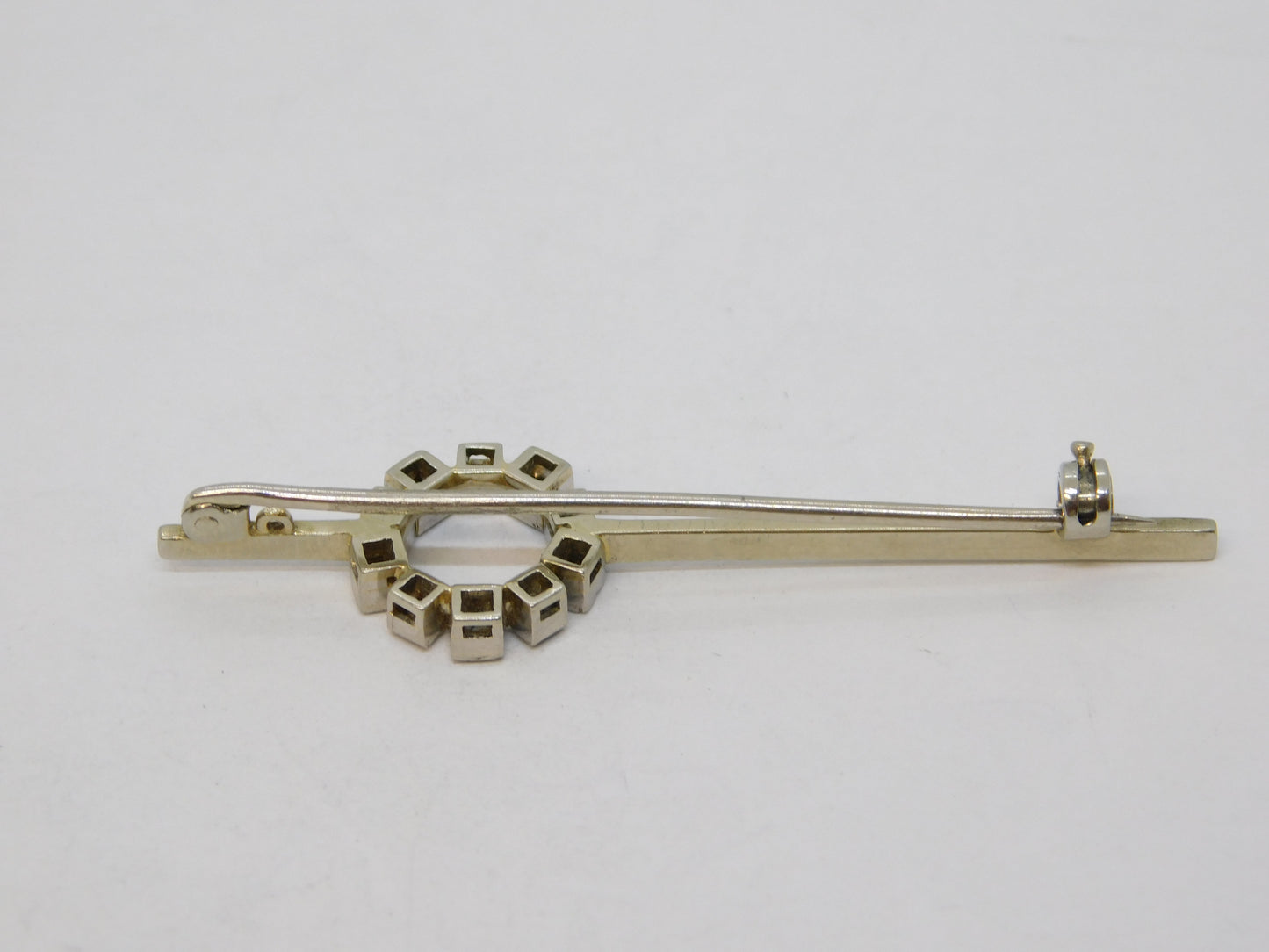 18ct White Gold, Sapphire & Diamond Sweetheart Brooch Antique c1890