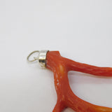 Victorian Sterling Silver Red Coral Specimen Pendant Antique c1880