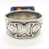 Aesthetic Movement Victorian Sterling Silver Bird & Butterfly Bangle Bracelet c1890