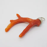 Victorian Sterling Silver Red Coral Specimen Pendant Antique c1880