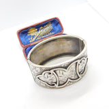 Aesthetic Movement Victorian Sterling Silver Bird & Butterfly Bangle Bracelet c1890
