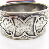 Aesthetic Movement Victorian Sterling Silver Bird & Butterfly Bangle Bracelet c1890