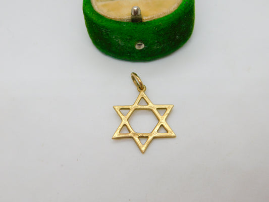 9ct Yellow Gold Jewish Star of David Charm Pendant Vintage 1954 Birmingham