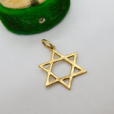 9ct Yellow Gold Jewish Star of David Charm Pendant Vintage 1954 Birmingham