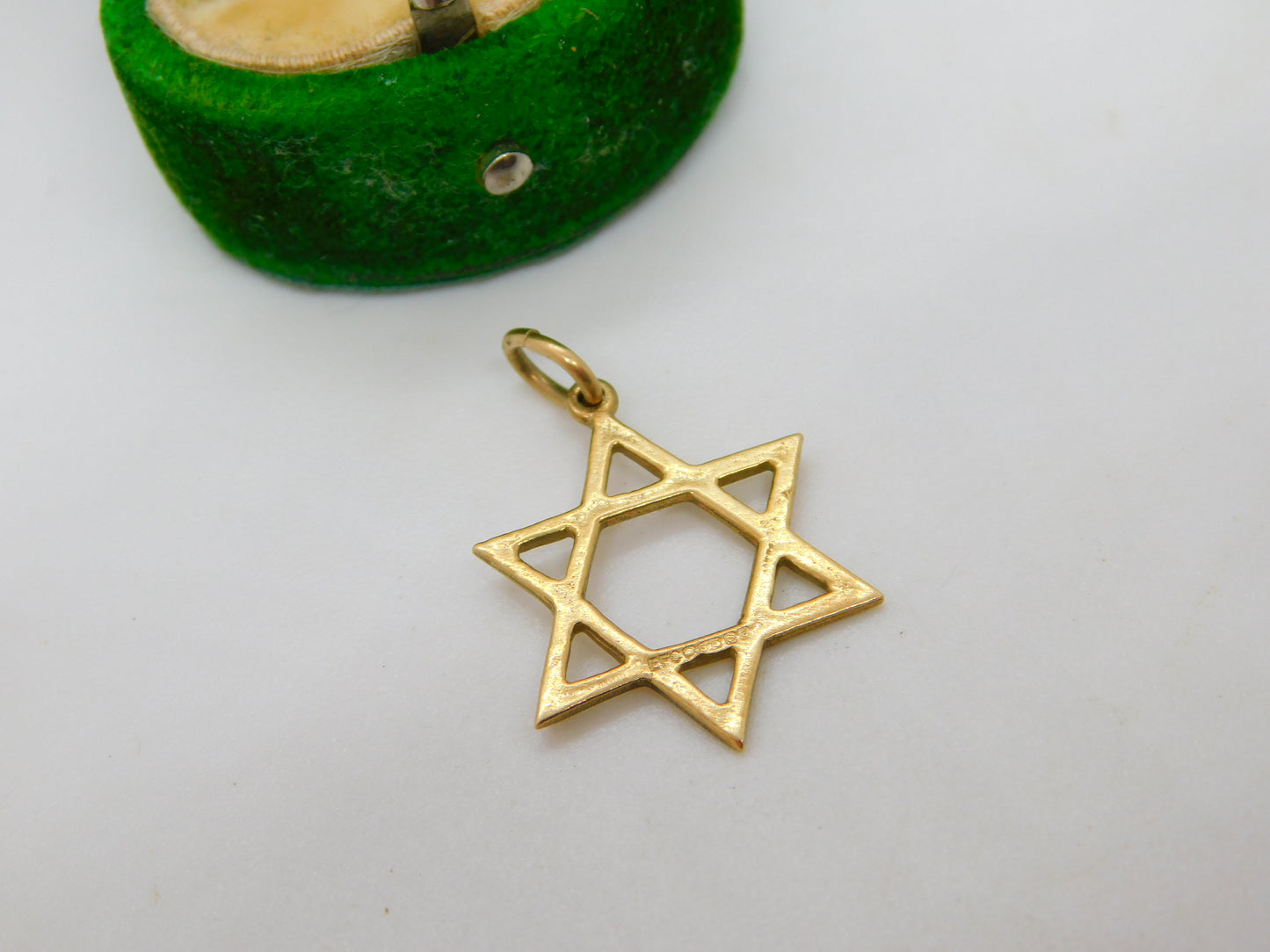 9ct Yellow Gold Jewish Star of David Charm Pendant Vintage 1954 Birmingham