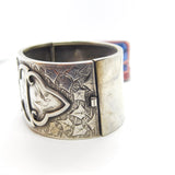 Aesthetic Movement Victorian Sterling Silver Bird & Butterfly Bangle Bracelet c1890